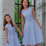 Family Matching Parent-child New Bowknot Plaid Dresses
