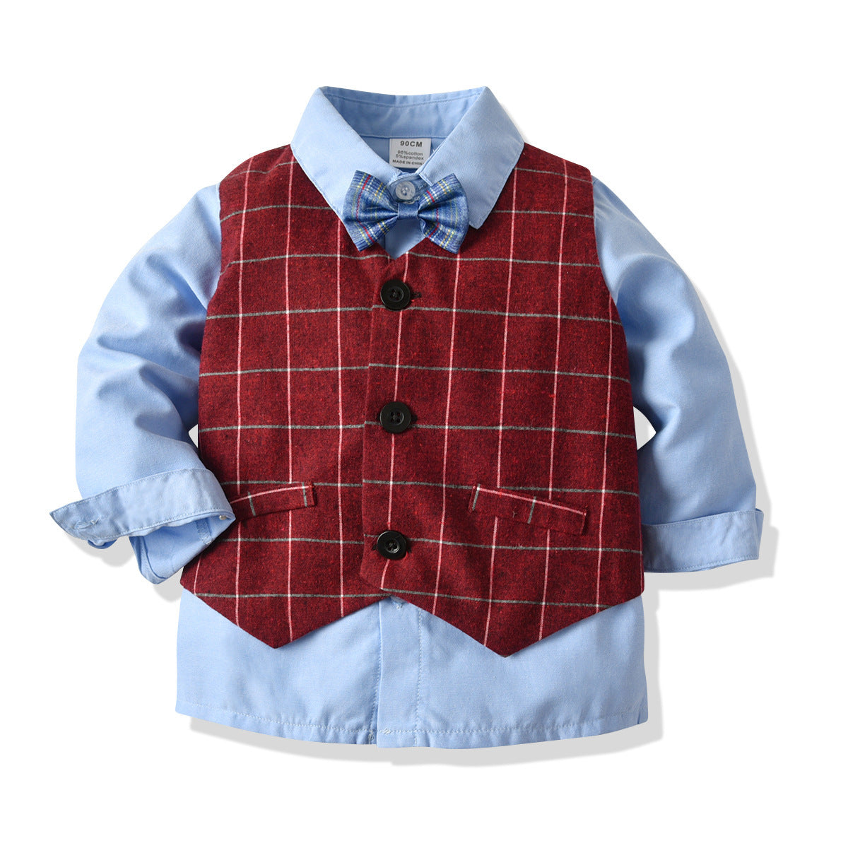Bow Tie Striped Suit Baby Boy Set Christmas Plaid 2 Pcs
