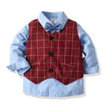 Bow Tie Striped Suit Baby Boy Set Christmas Plaid 2 Pcs