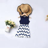 Family Matching Mother Daughter Wavy Stripe Stitching Parent-child Dresses