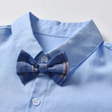 Bow Tie Striped Suit Baby Boy Set Christmas Plaid 2 Pcs