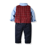 Bow Tie Striped Suit Baby Boy Set Christmas Plaid 2 Pcs