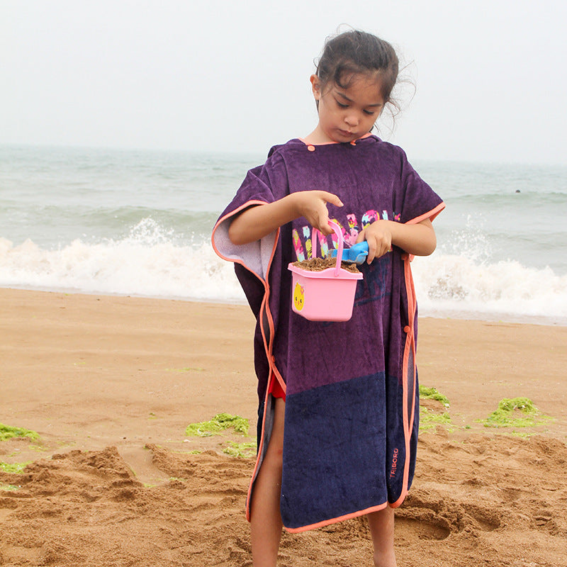 Kid Baby Cotton Baby Bath Towel Poncho Beach Hodded Towel Quick Dry Cloak Pajamas