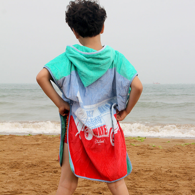 Kid Baby Cotton Baby Bath Towel Poncho Beach Hodded Towel Quick Dry Cloak Pajamas