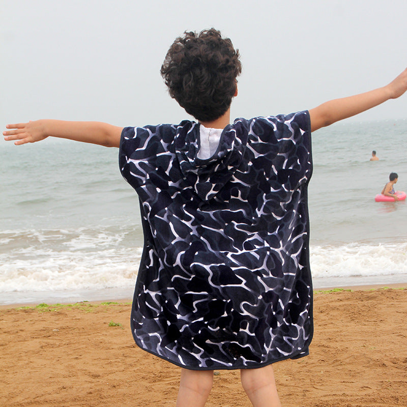 Kid Baby Cotton Baby Bath Towel Poncho Beach Hodded Towel Quick Dry Cloak Pajamas