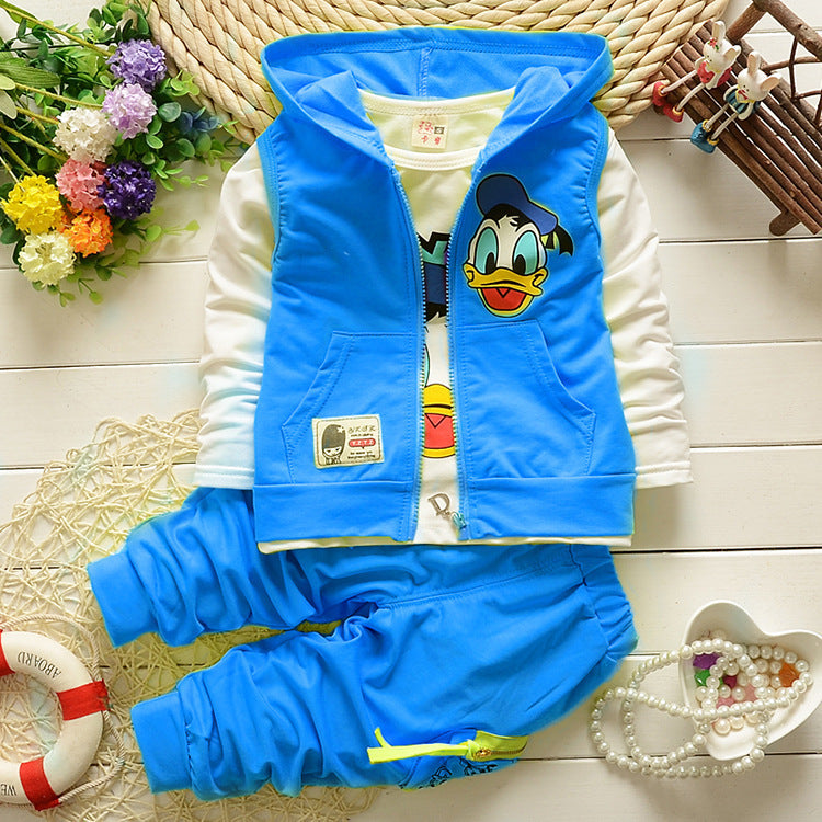 Kid Baby Boys Girls Set Cartoon Donald Duck 3 Pcs Set