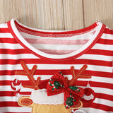 Kids Girl Spring Long Sleeve Striped Fashion Christmas Dresses