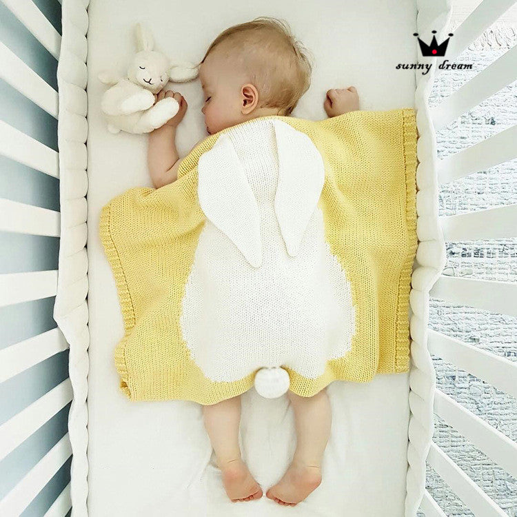 Kid Air Conditioning Blanket Knitting Cute Rabbit Wool Quilt