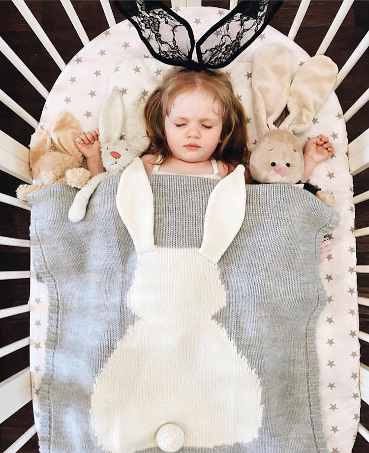 Kid Air Conditioning Blanket Knitting Cute Rabbit Wool Quilt