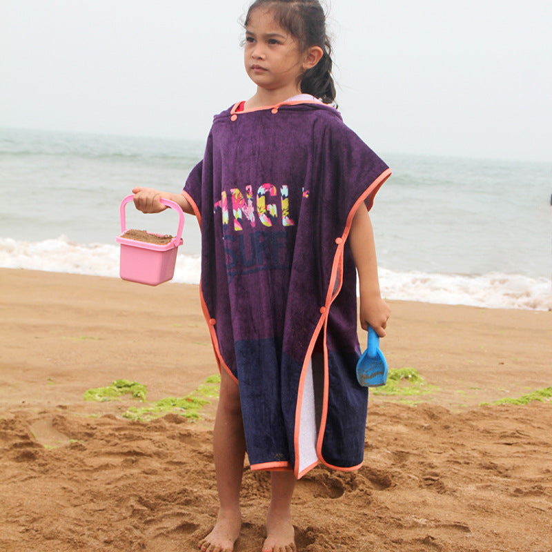 Kid Baby Cotton Baby Bath Towel Poncho Beach Hodded Towel Quick Dry Cloak Pajamas