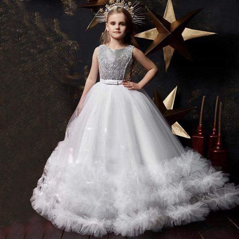Kid Girl Princess Model Catwalk Cello Play Tuxedos Party Dresses