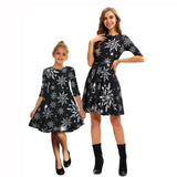 Family Matching Starry Sky Digital Print Parent-child Mid-sleeve Dress