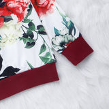 Baby Girls Flower Print Top Pleated Bow 3 Pcs Suit Outfits