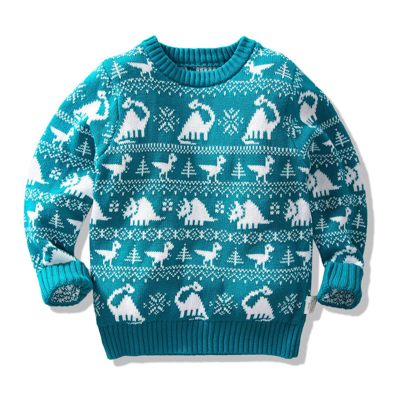 Kid Boby Fancy Dinosaur Double-layer Jacquard Fashion Sweater