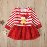 Kids Girl Spring Long Sleeve Striped Fashion Christmas Dresses