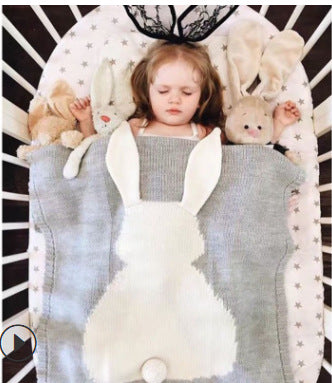 Kid Air Conditioning Blanket Knitting Cute Rabbit Wool Quilt