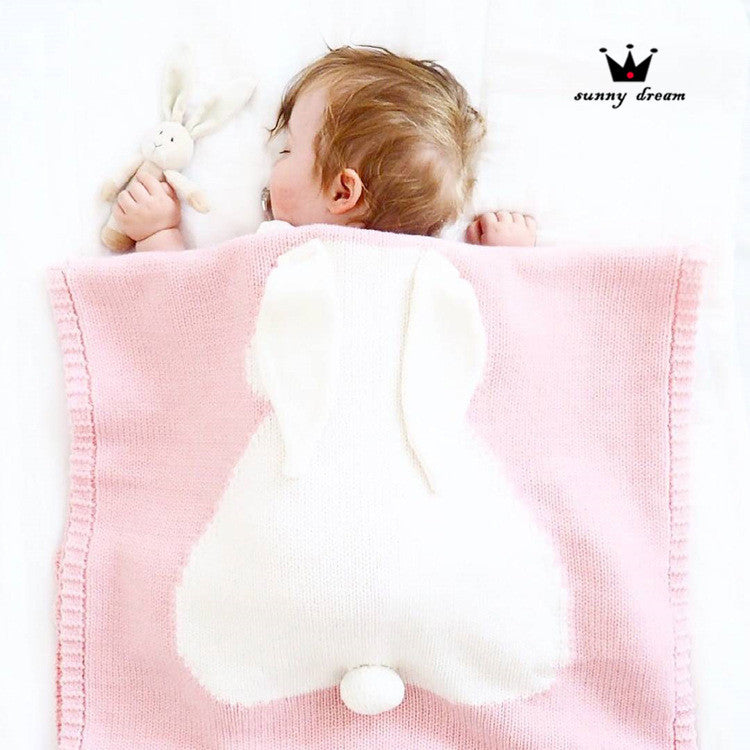 Kid Air Conditioning Blanket Knitting Cute Rabbit Wool Quilt