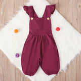 Kid Boy Girl Small Flying Sleeves Solid Pants Jumpsuits
