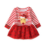 Kids Girl Spring Long Sleeve Striped Fashion Christmas Dresses