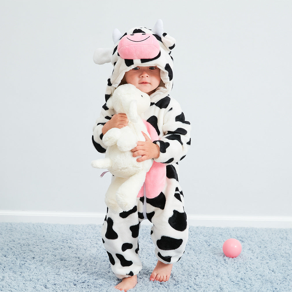 Baby Clothes Fall Style Animal Jumpsuit Flannel Crawl Pajamas For 0-5 years