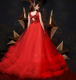 Kid Girl Princess Model Catwalk Cello Play Tuxedos Party Dresses