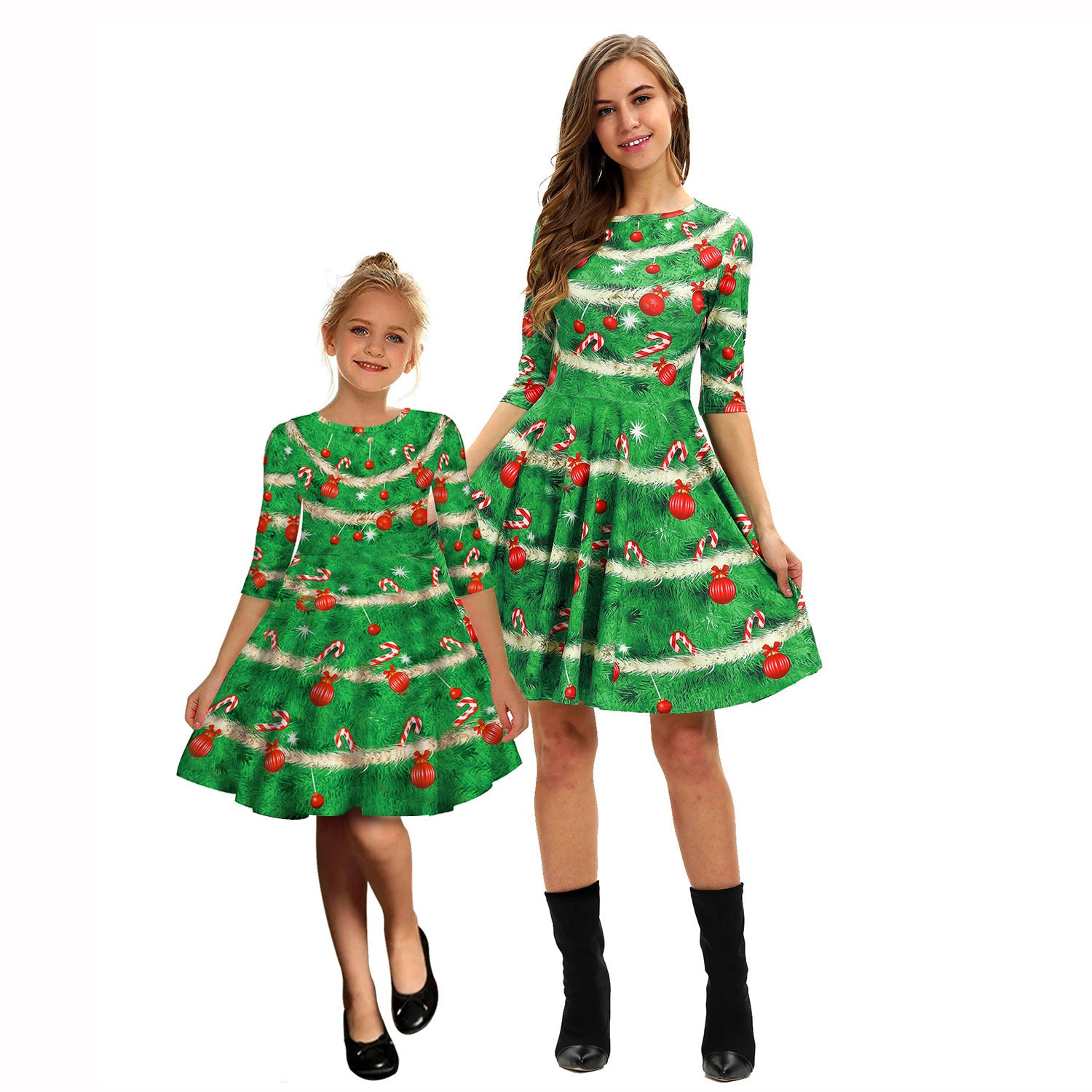 Family Matching Starry Sky Digital Print Parent-child Mid-sleeve Dress
