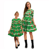 Family Matching Starry Sky Digital Print Parent-child Mid-sleeve Dress