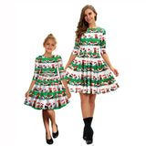 Family Matching Starry Sky Digital Print Parent-child Mid-sleeve Dress