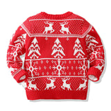 Kid Baby Boy Girl Christmas Deer Snowflake Double Layer Jacquard Sweater
