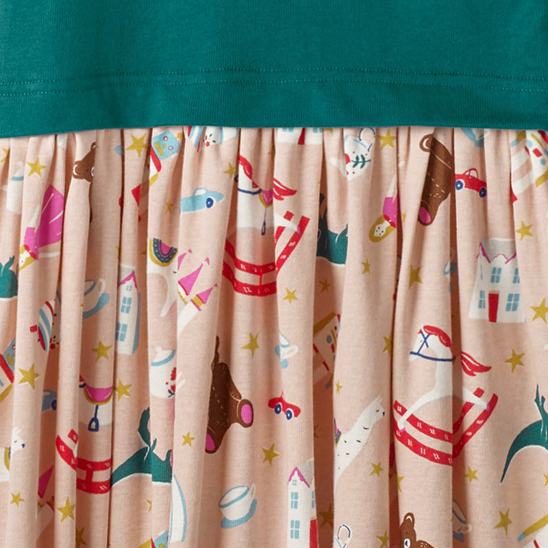 Kid Girls Fall Knit Long Sleeves Casual Flower Dress