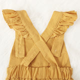 Kid Boy Girl Small Flying Sleeves Solid Pants Jumpsuits