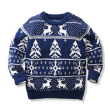 Kid Baby Boy Girl Christmas Deer Snowflake Double Layer Jacquard Sweater