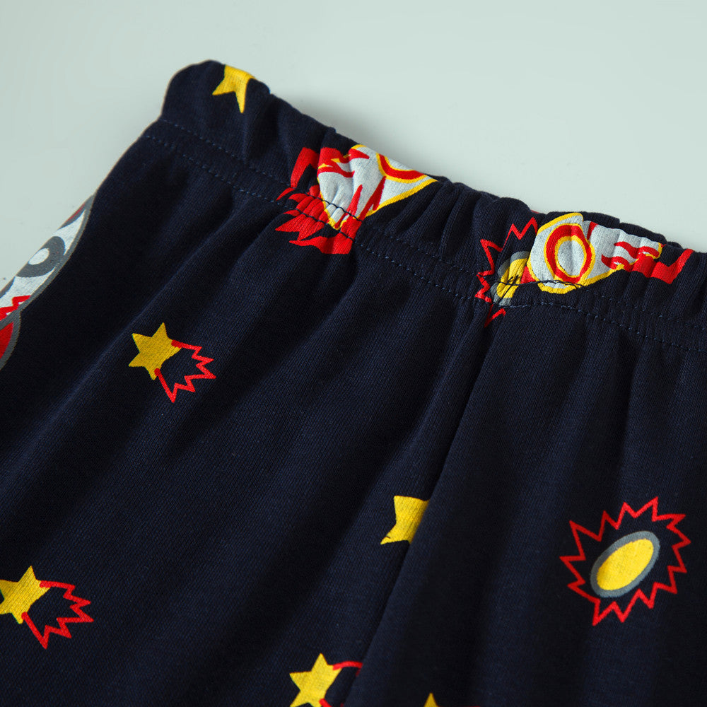 Kid Baby Boy Air-conditioned Long Sleeve Thread Cotton Pajamas 2 Pcs