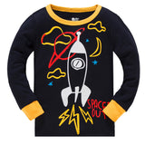 Kid Baby Boy Air-conditioned Long Sleeve Thread Cotton Pajamas 2 Pcs