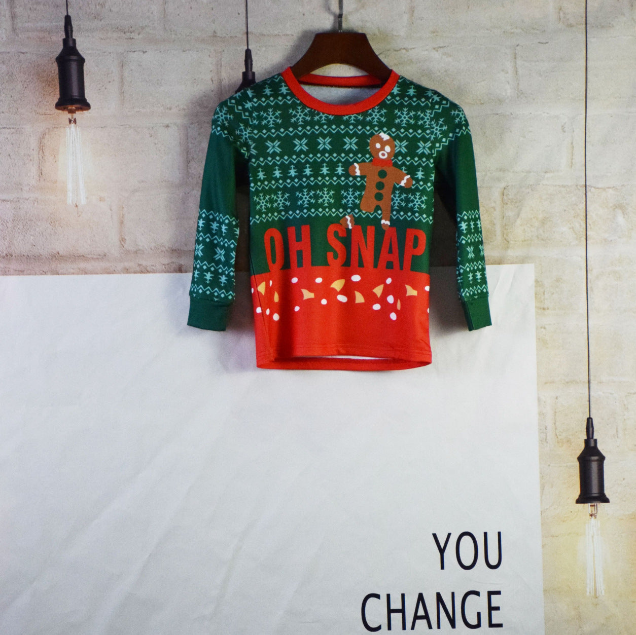 Family Matching Three-person Printed Christmas Shirts Tops