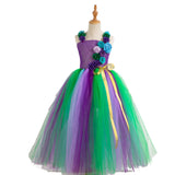 Kid Girl Long Flower Ribbow Tutu Voile Mesh Unicorn Dress
