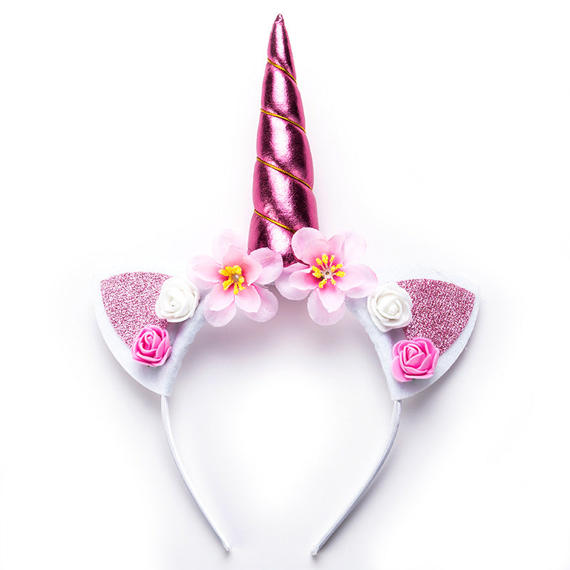 Kid Girl Hair Accessories Dream Unicorn Flower Headband Headwears
