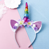 Kid Girl Hair Accessories Dream Unicorn Flower Headband Headwears
