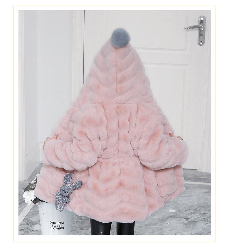 Kid Girl Imitation Fur Coat Warm Wool Thickened Winter Coats