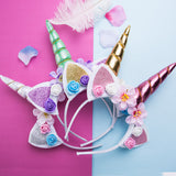 Kid Girl Hair Accessories Dream Unicorn Flower Headband Headwears