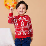 Kid Baby Boy Girl Christmas Deer Snowflake Double Layer Jacquard Sweater