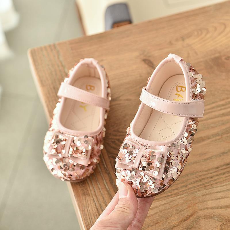Girl Princess Shoes Sequined Crystal Shoes Soft-soled Single Shoes