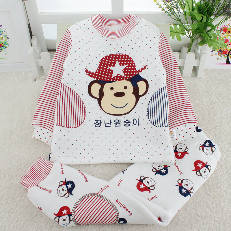 Kid Baby Girl Thermal Set Plush Padded Home Wear Pajamas