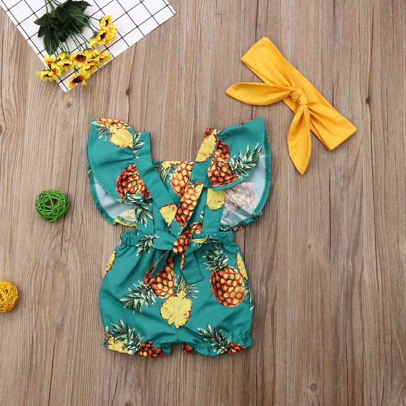Baby Girl Floral Ruffle Sleeve Backless Romper 2Pcs Outfit Set