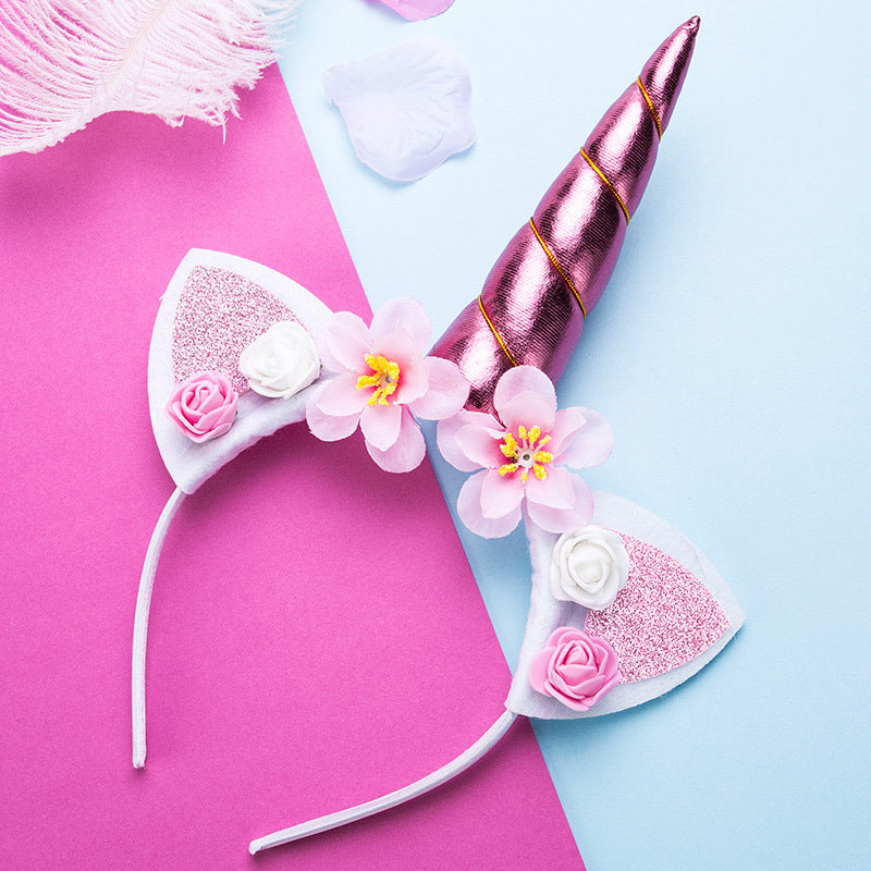 Kid Girl Hair Accessories Dream Unicorn Flower Headband Headwears