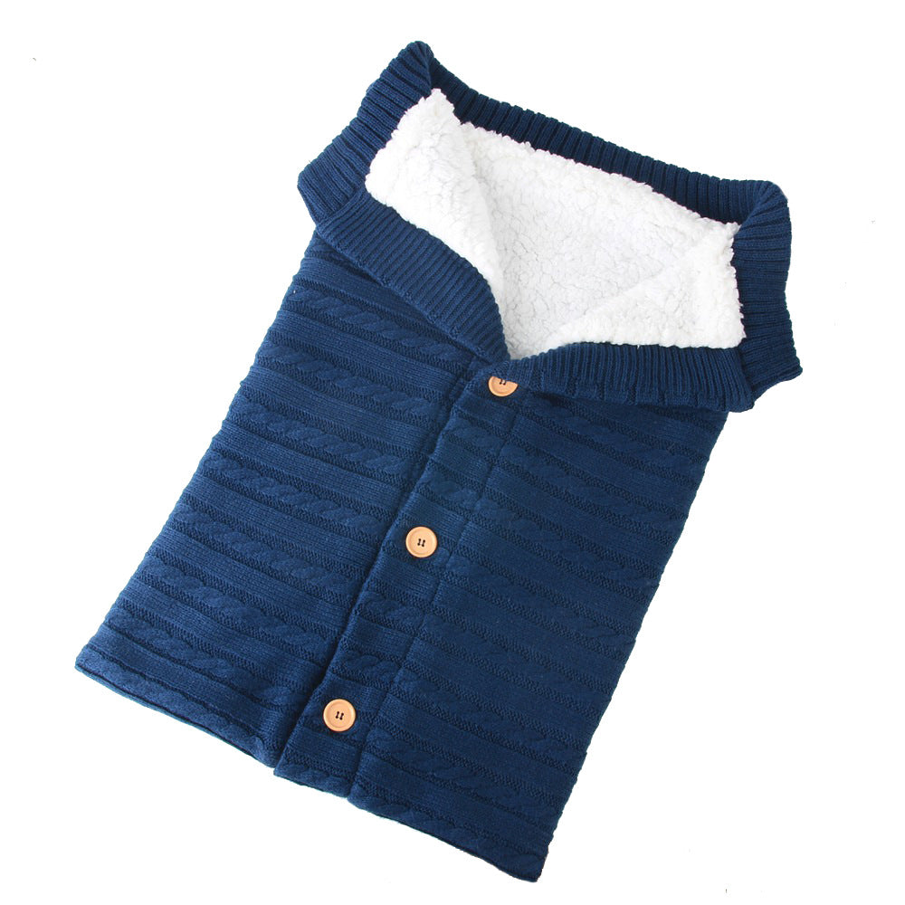 Baby Sleeping Outdoor Stroller Woolen Knitting Thicken Warm Plush Pajamas