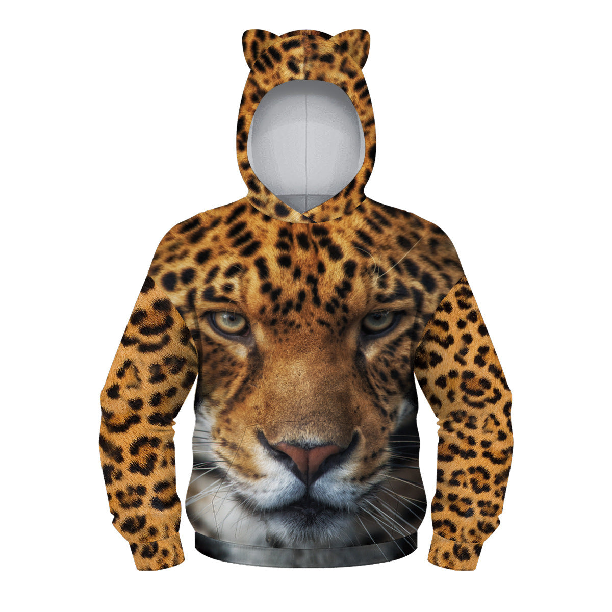 Kid Boy Long Sleeve Ear Cap Autumn Tiger Digital Printing Hoodie