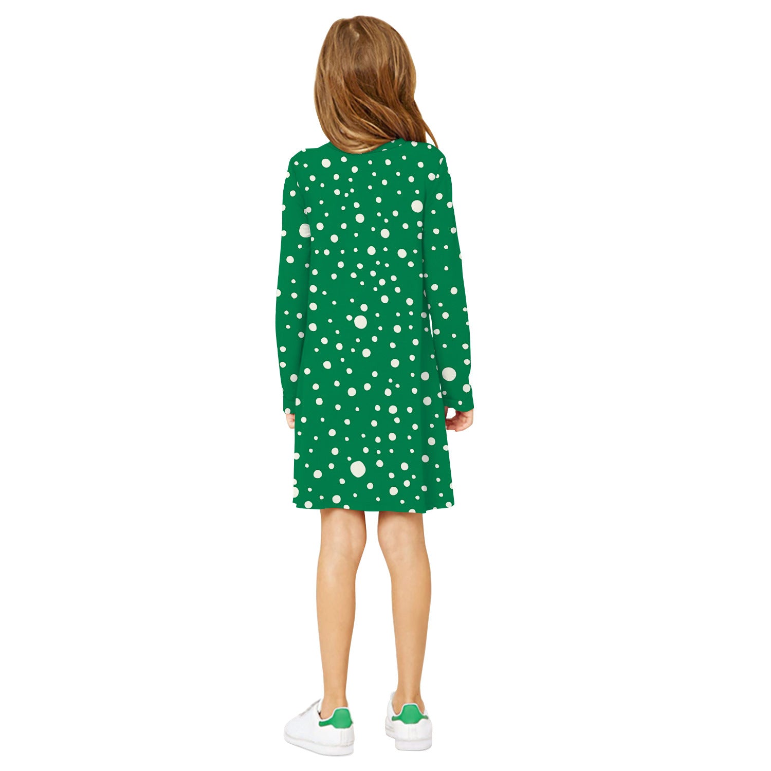 Kid Girls Long Sleeve Round Neck Snowman Christmas Digital Print Dress