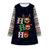 Kid Girls Long Sleeve Round Neck Snowman Christmas Digital Print Dress