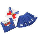 Kid Baby Boy  Girl Conan Sailor Moon Jersey Pleated Suit 2 Pcs Sets